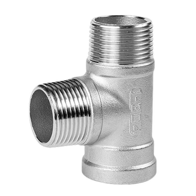BSP Stainless Steel Lehilahy-Vehivavy-Vehivavy Tee Fitting