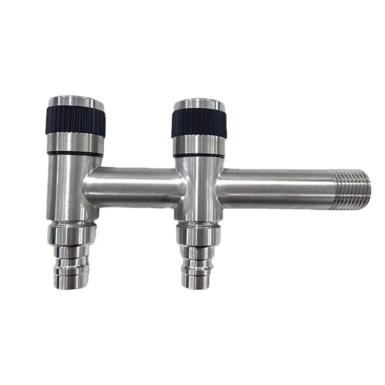 Faucet amin'ny milina fanasan-damba tsy misy vy tsy misy pentina miaraka amin'ny fidirana iray sy fivoahana roa