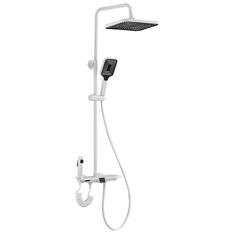 White Thermostatic Digital Display Shower Set miaraka amin'ny basy famafazana